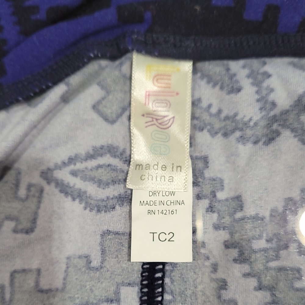 Lularoe Blue and Black Patterned Leggings size TC2 - Picture 4 of 4
